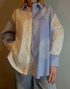 Chemisier oversize blanc & bleu Terra di Siena