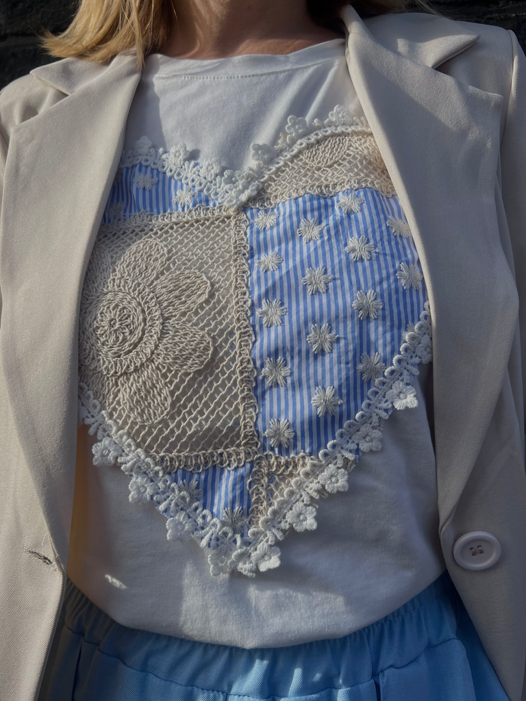 T-Shirt coeur dentelle Terra di Siena