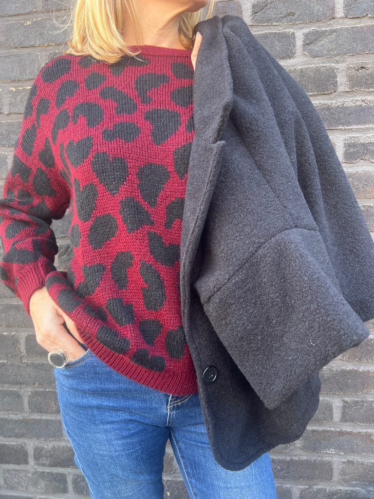 Pull motif vache "red black"