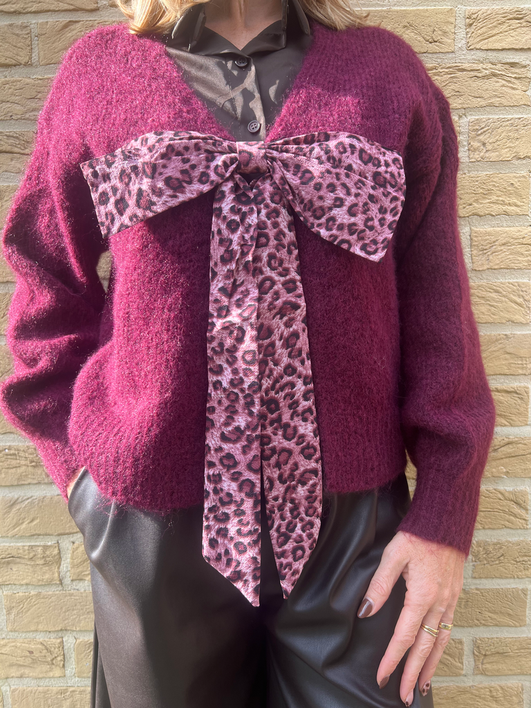 Pull court réversible burgundy "noeud"