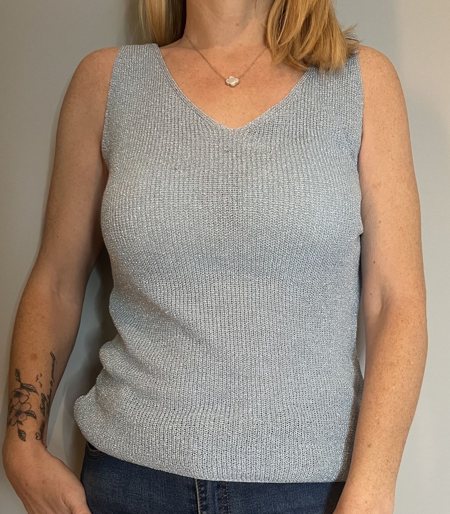 Top paillettes bleu