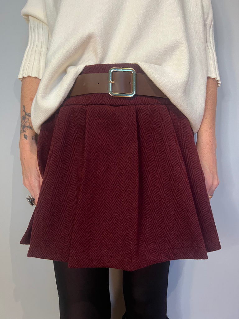 Jupe short "Elise" en burgundy
