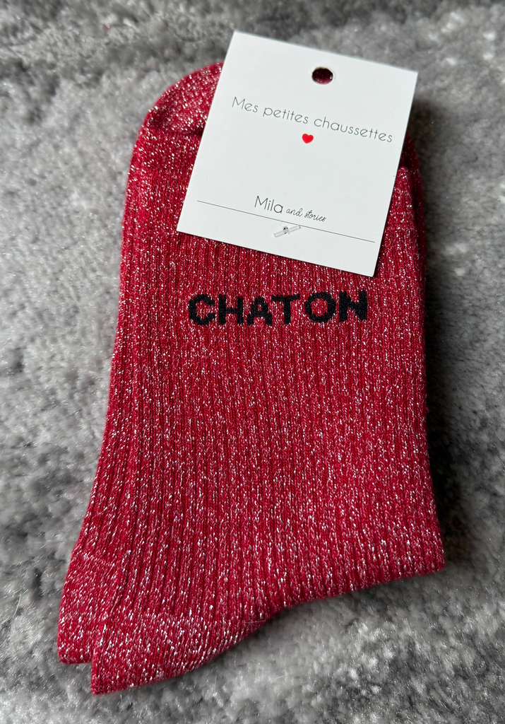 Chaussette paillettes à thème "Chaton"