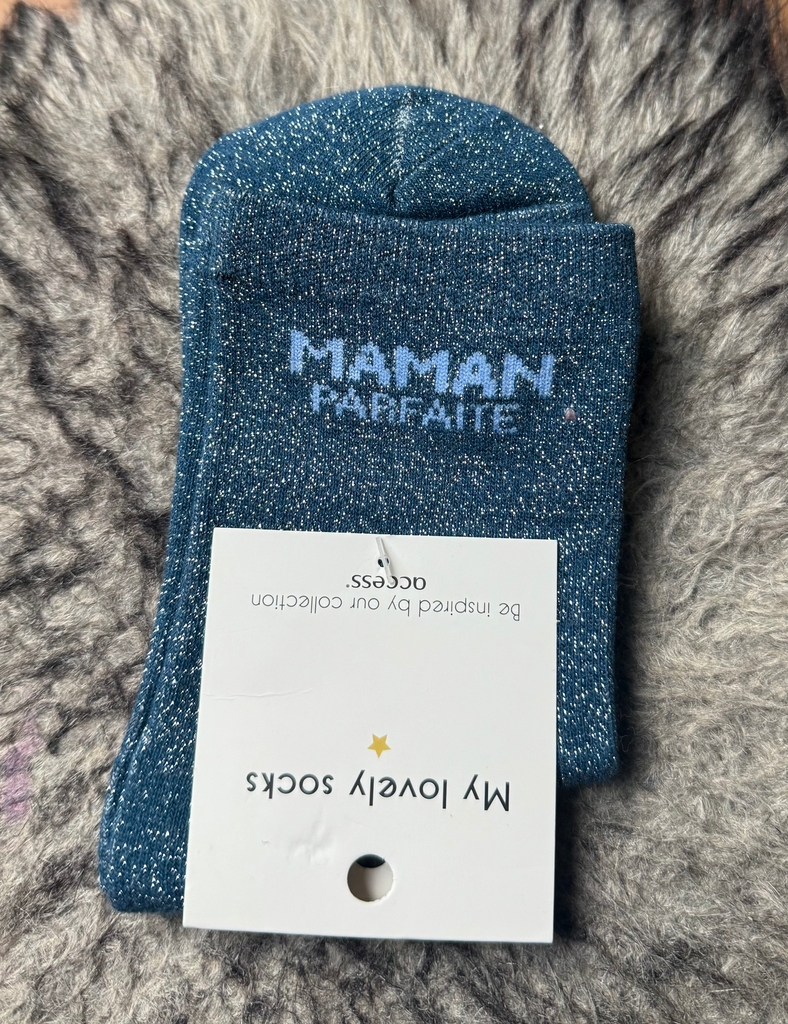 Chaussette paillettes à thème 'Maman parfaite"