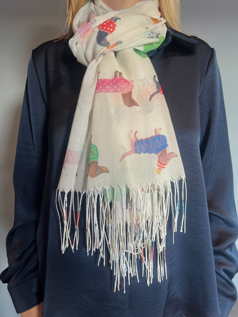 Foulard "Dog" blanc cassé