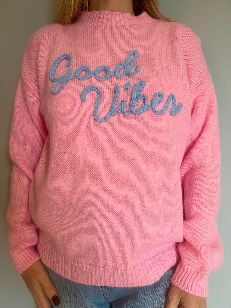 Pull "Good Vibes" Terra di Siena - rose & bleu