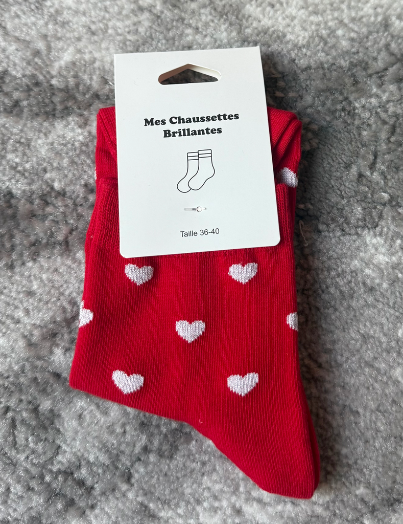Chaussette "coeur rouge"