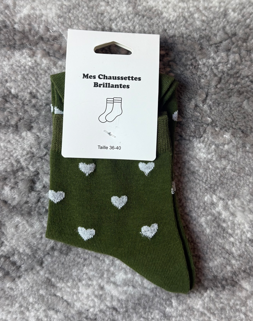 Chaussette "coeur verte"