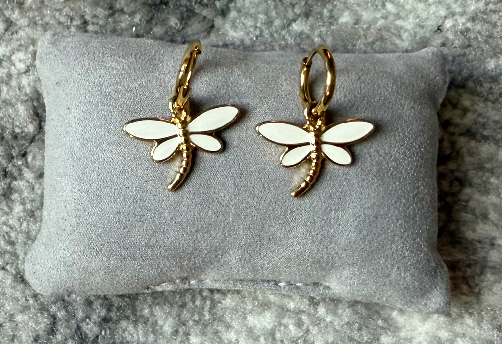Boucle d'oreille "white libellule"