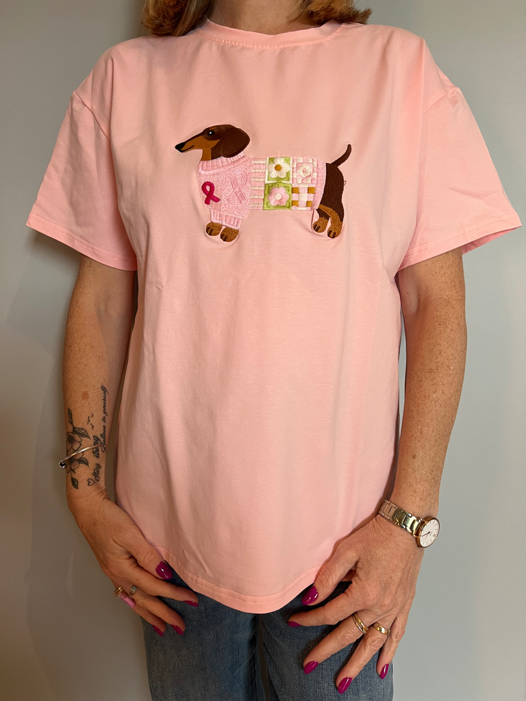 T-Shirt « Dog » rose