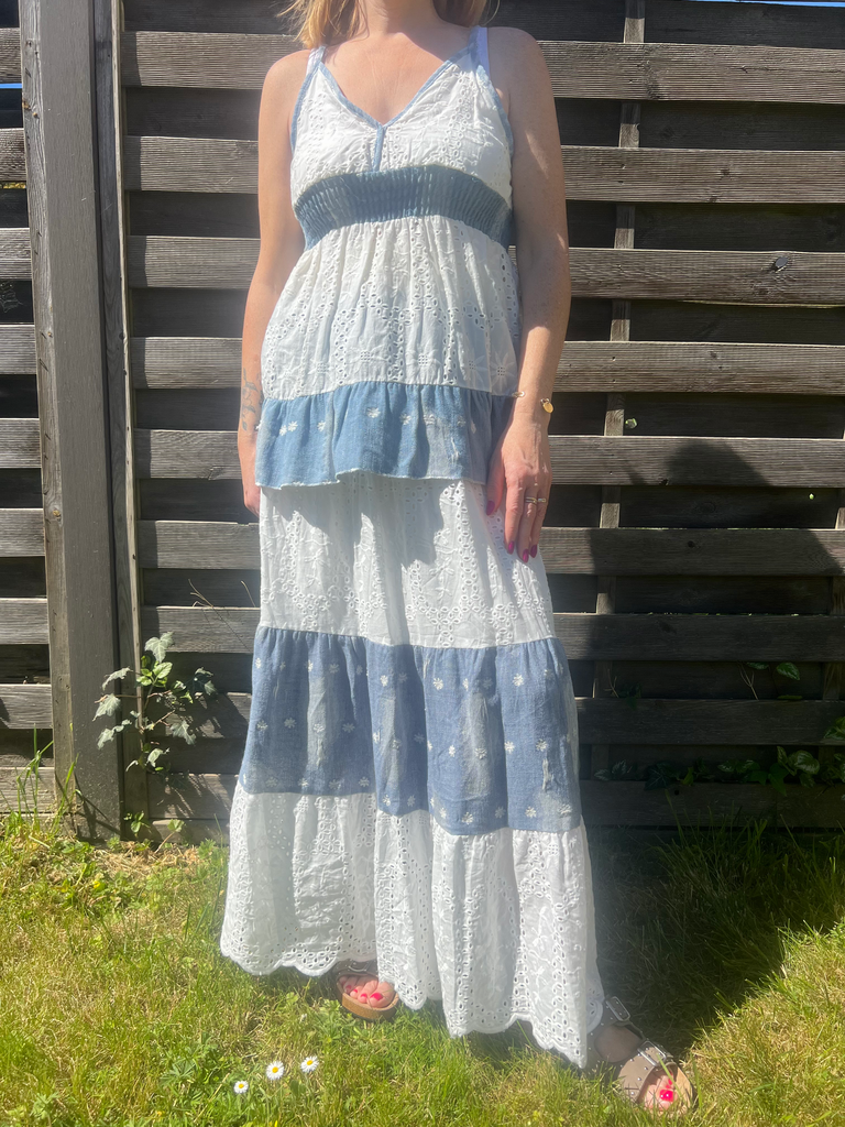 Jupe longue "Denim & Dentelle"