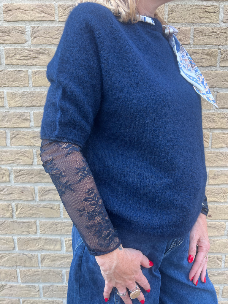Top dentelle basic bleu