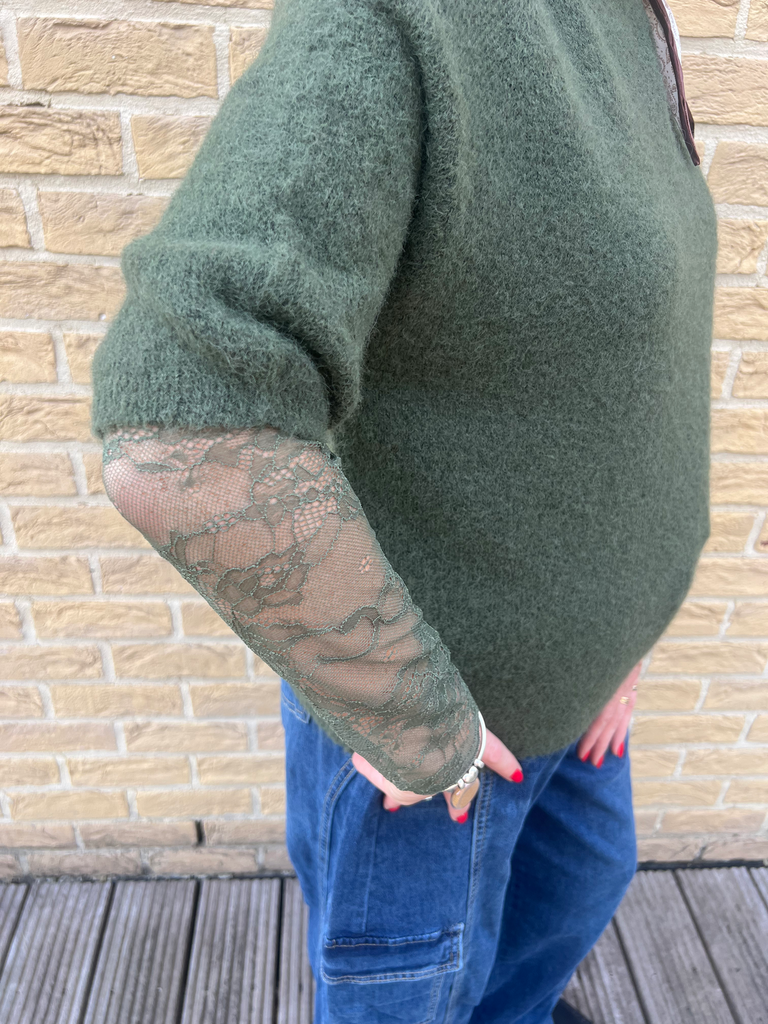 Top dentelle basic vert