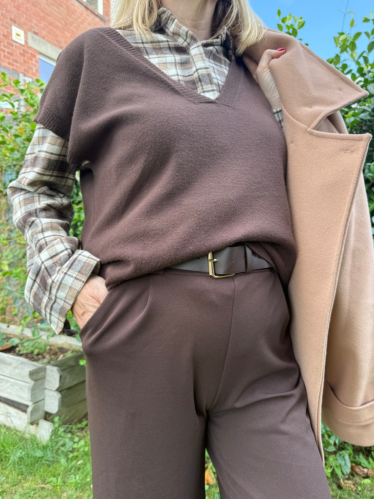 Pull sans manche "Le Basic" Brun