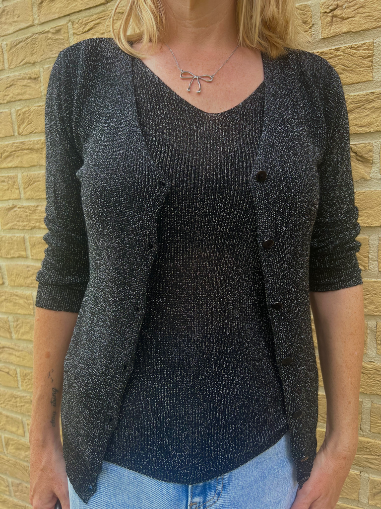 Twin-set noir paillettes