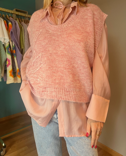 Promo Printemps - Pull sans manches "Rosy Flora"
