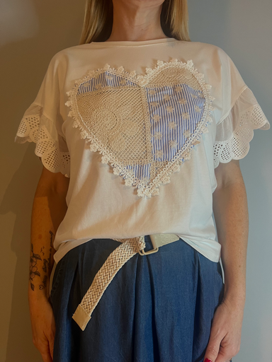 T-Shirt coeur dentelle Terra di Siena