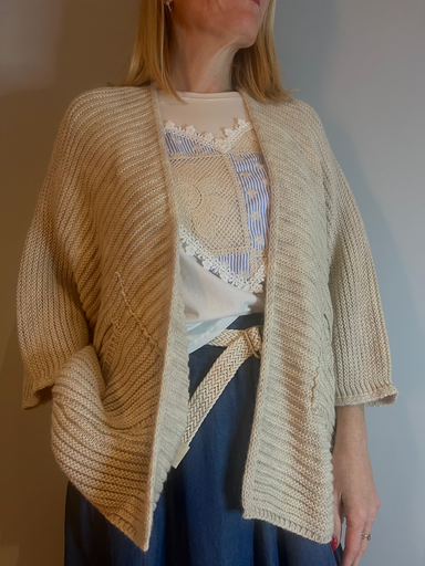 Gilet "Beige Flow"oversize Terra di Siena