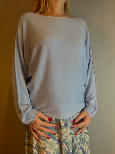 Pull fin avec manches Basic bleu Terra di Siena