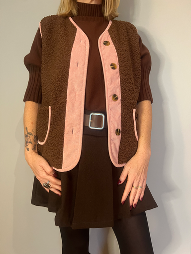 Gilet sans manche "Nube" - brun foncé/rose