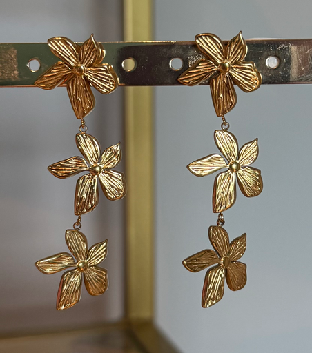 NEW - Boucle d'oreille longue fleur "Solia"