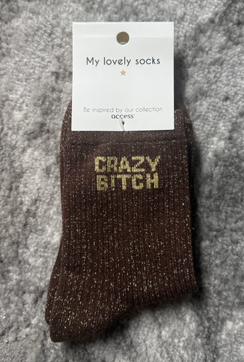 Chaussette paillettes à thème 'Crazy Bitch"