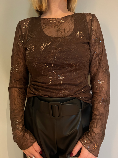 Top dentelle Elegance brun
