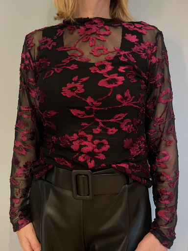 Top dentelle Elegance noir & bordeaux