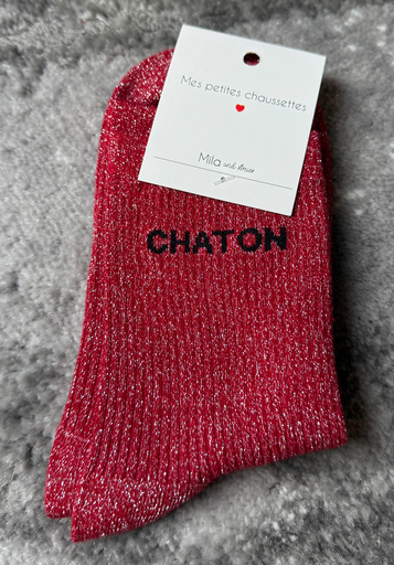 Chaussette paillettes à thème "Chaton"