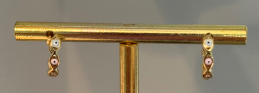 Boucle d'oreille mini créole plaqué or avec l'oeil grec