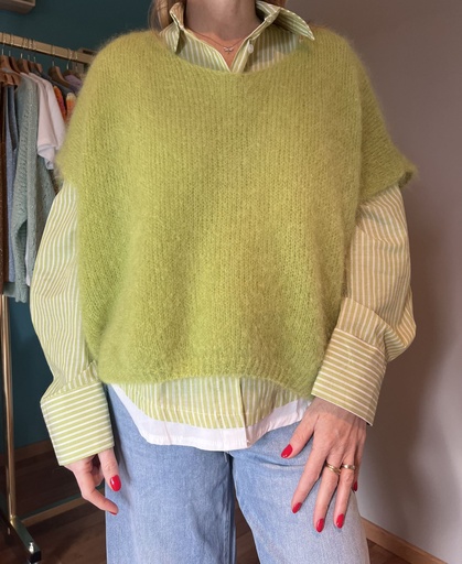 Pull vert sans manches "Mohair Touch"